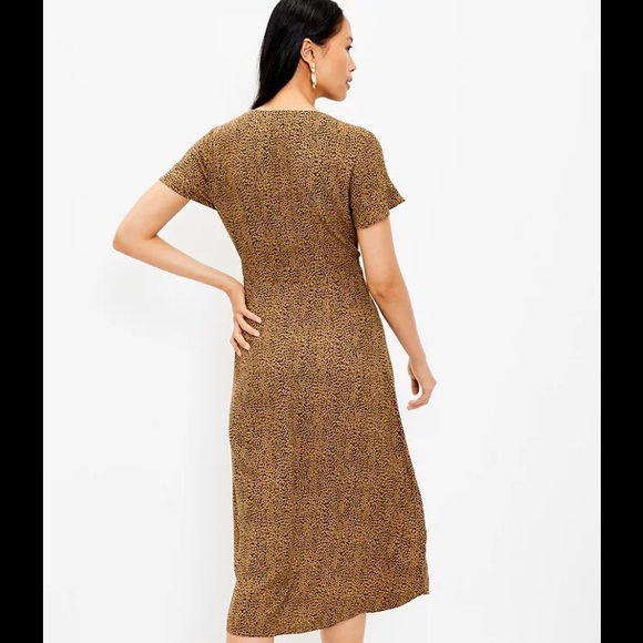 Loft Size 14 Leopard Print V-Neck Midi Shirtdress - Picture 3 of 9